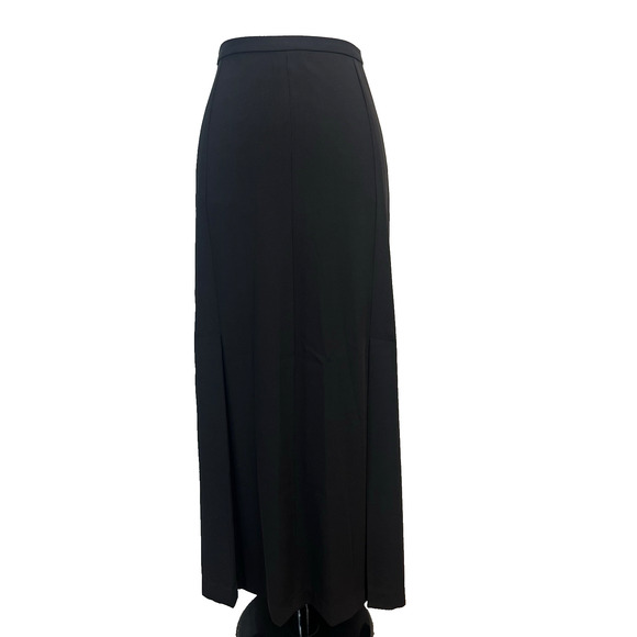 Black Pleated A-Line Maxi Skirt Size 12 Long Modest Formal Evening Wear - Picture 1 of 11